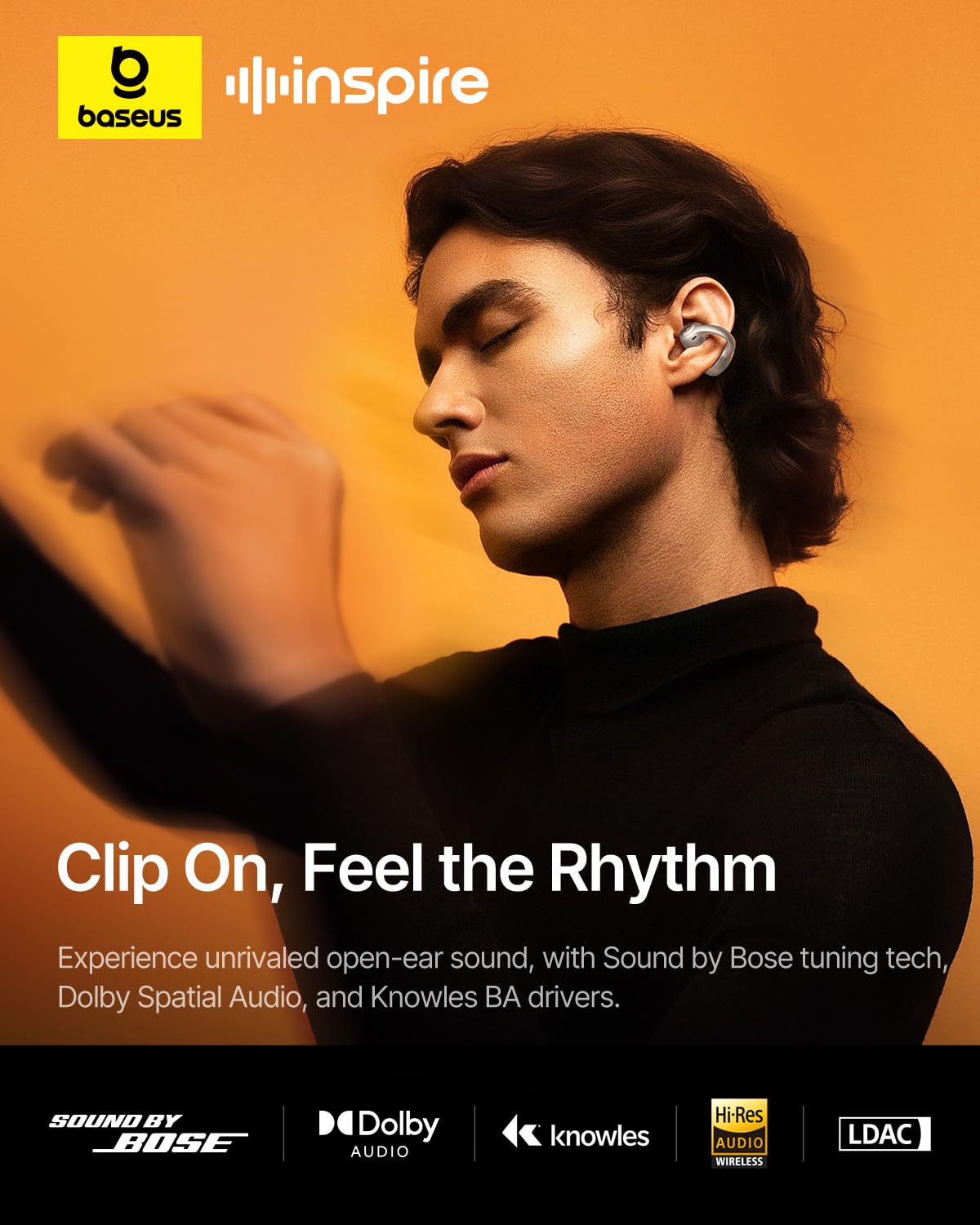 baseus-inspire-xc1-open-ear-clip-on-earbuds-sound-by-bose-dolby-spatial-audio-hy image 2
