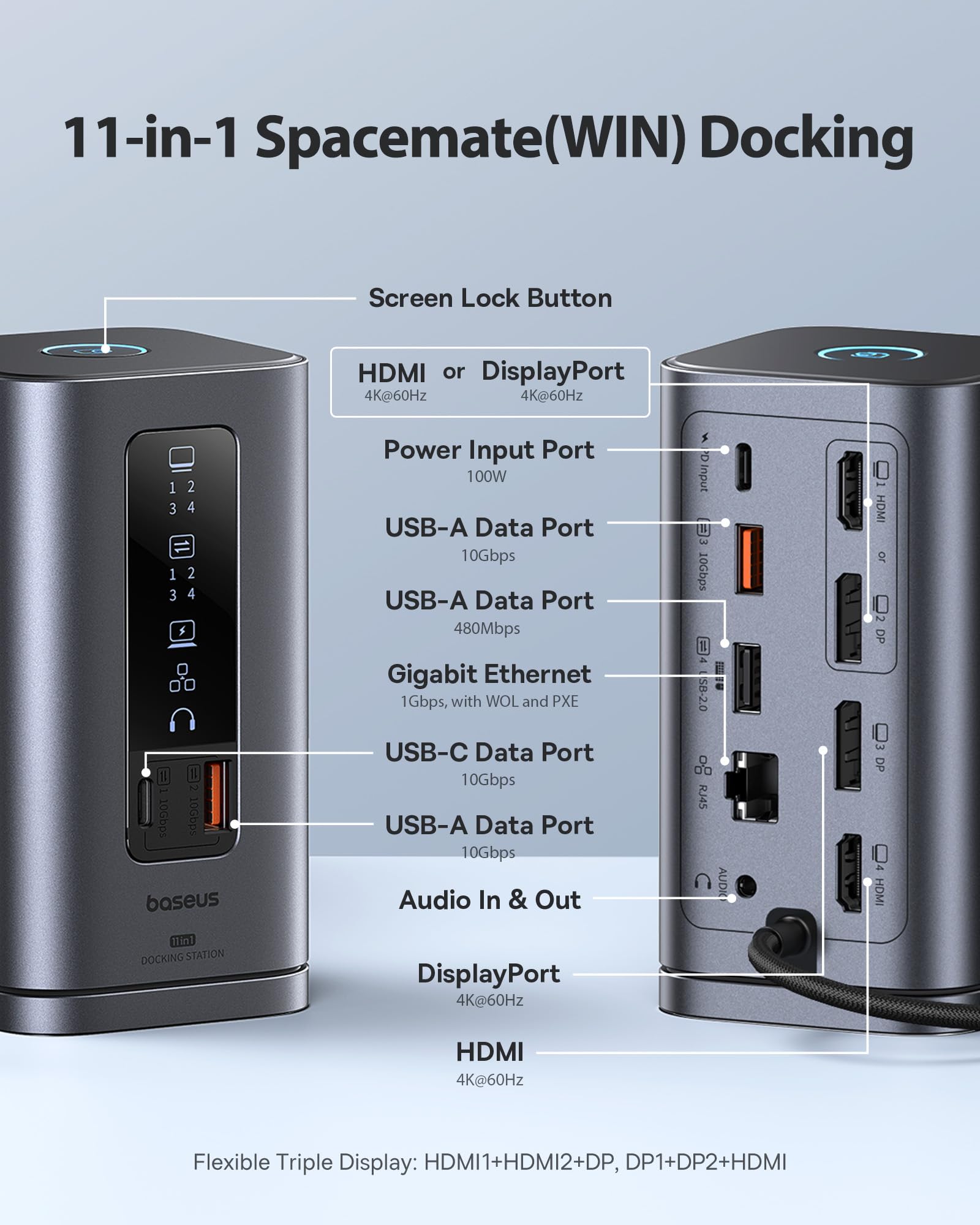 baseus-spacemate-11-in-1-usb-c-docking-station-with-triple-4k-display-10gbps-usb image 2