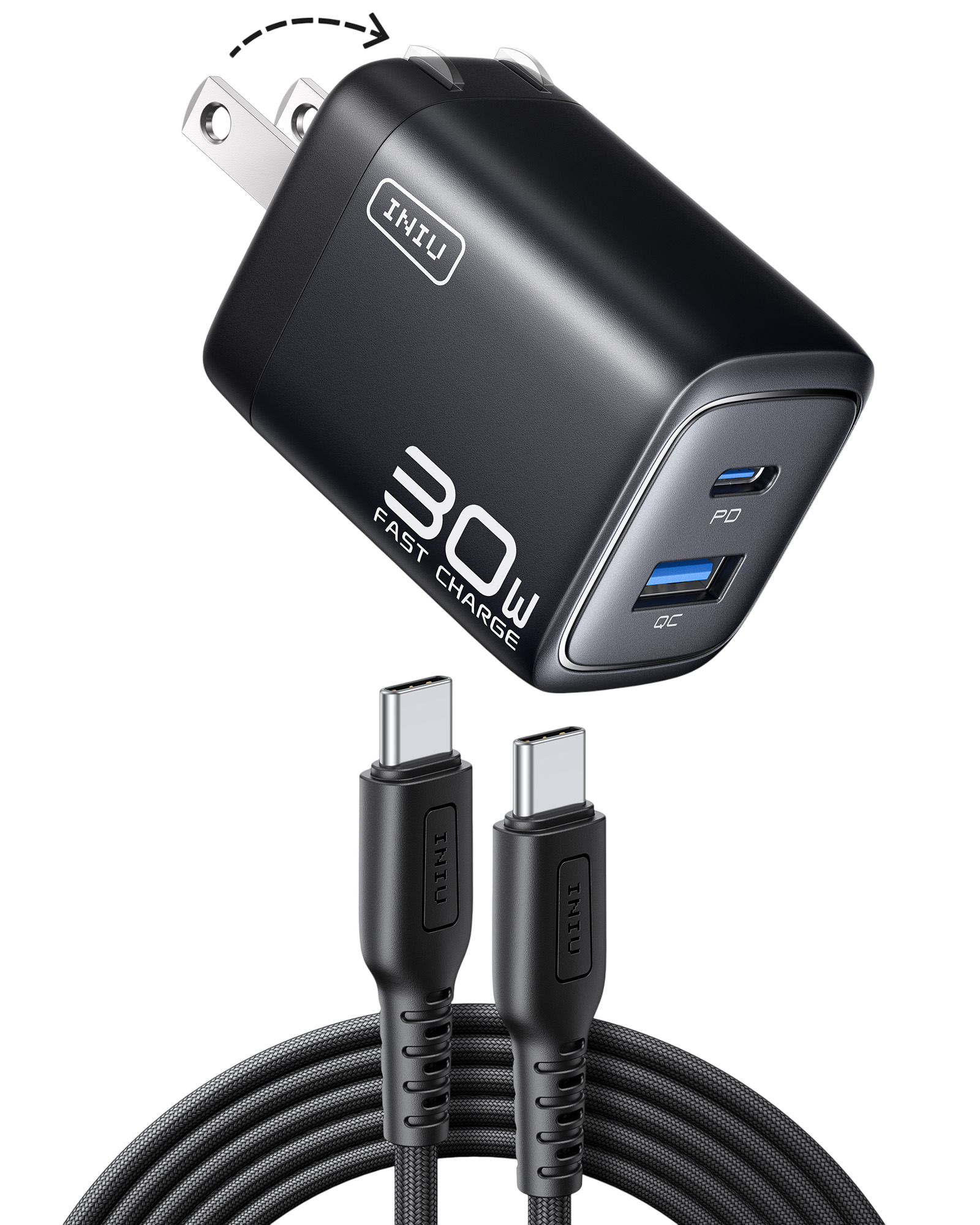 iniu-a12-30w-dual-port-gan-fast-wall-charger-with-foldable-plug image 2