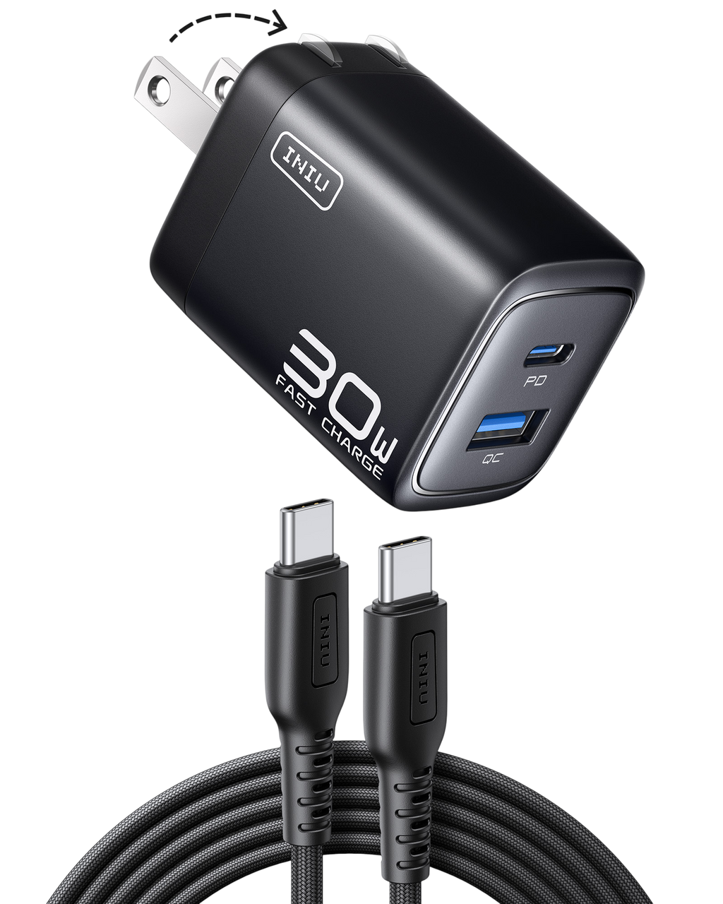 iniu-a12-30w-dual-port-gan-fast-wall-charger-with-foldable-plug image 1