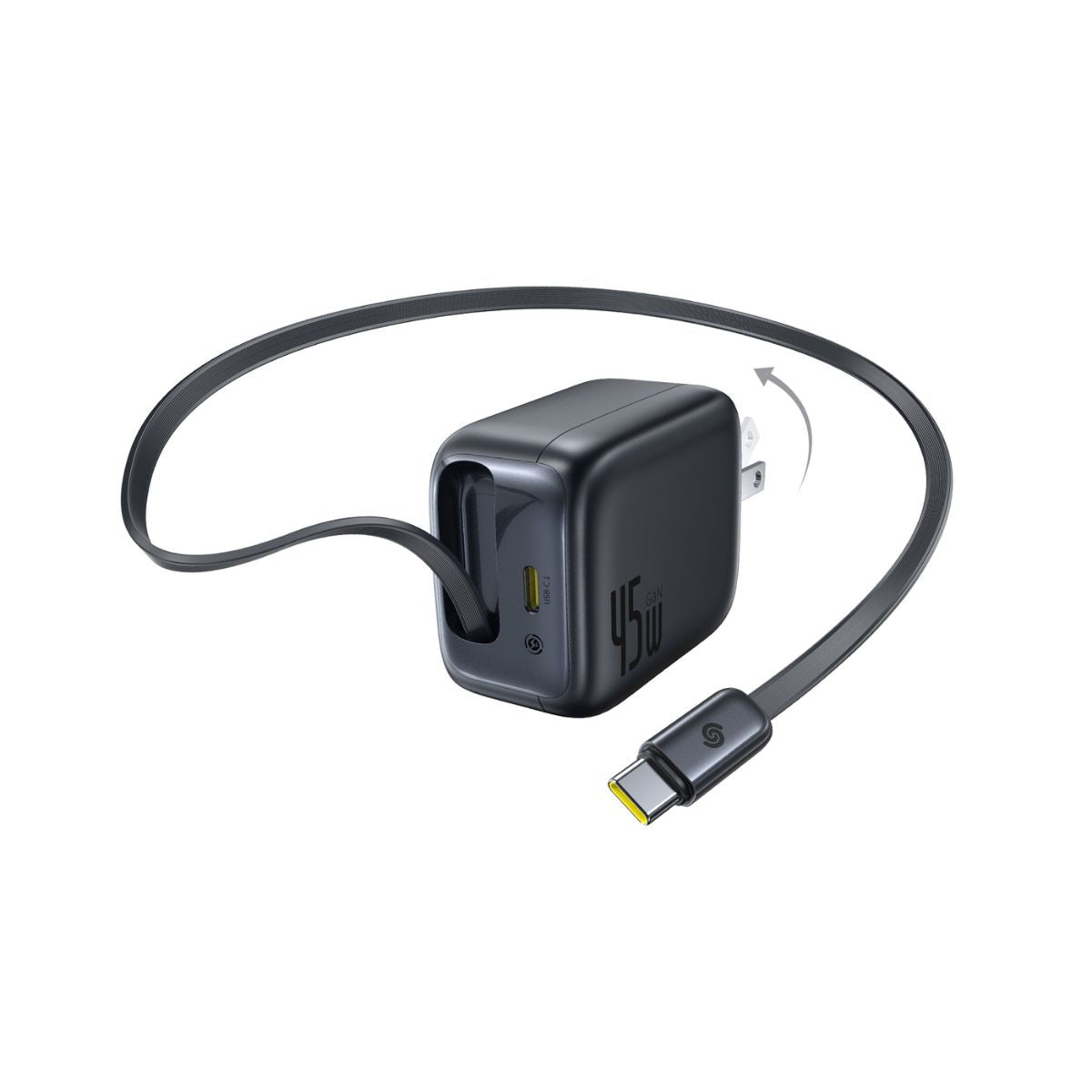 baseus-enercore-cj11-fast-charger-with-retractable-cable-2c-45w-gan-wall-charger image 2