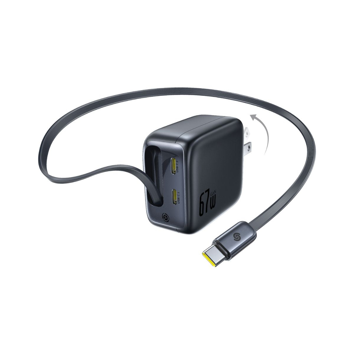 baseus-enercore-cj11-fast-charger-with-retractable-cable-3c-67w-gan-wall-charger image 2
