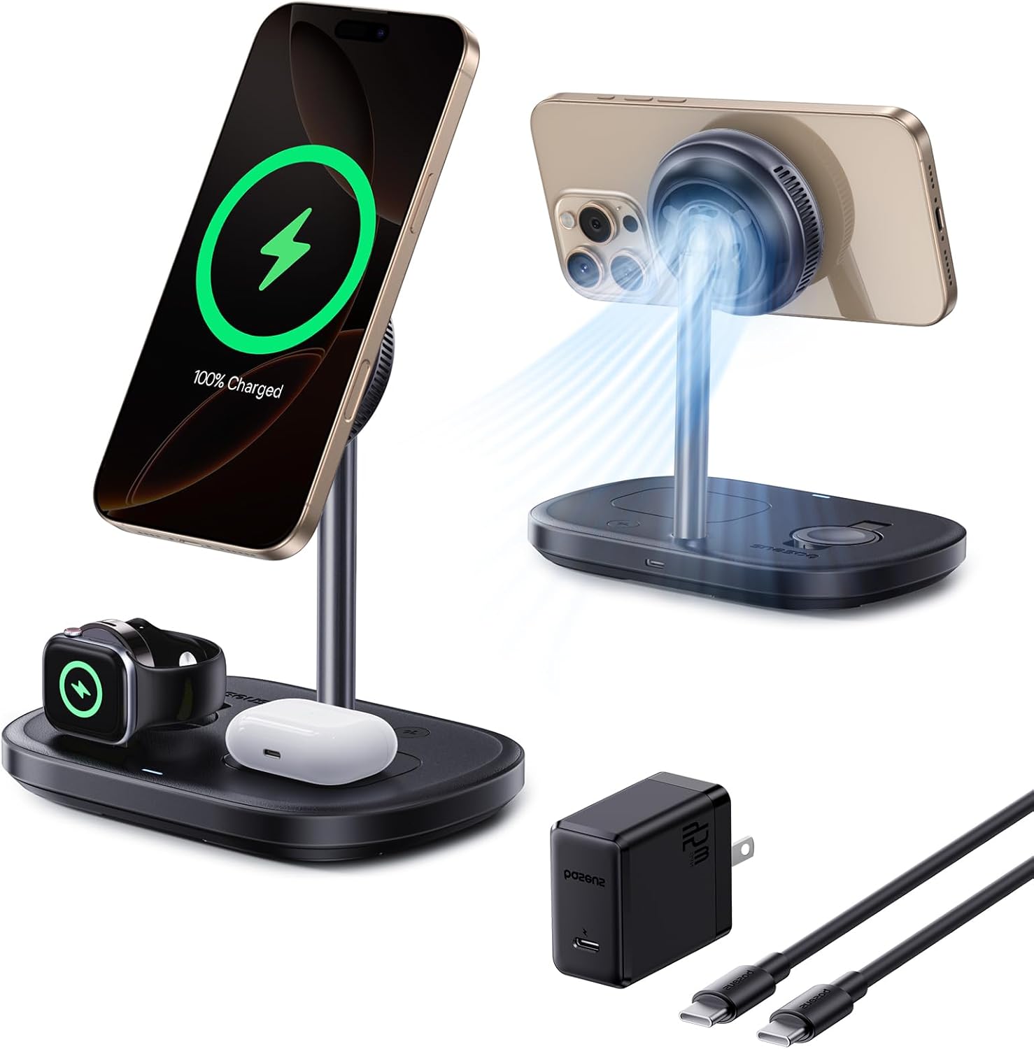 baseus-enerfill-fs41-3-in-1-wireless-charging-stand-for-phone-earbuds-and-watch image 2