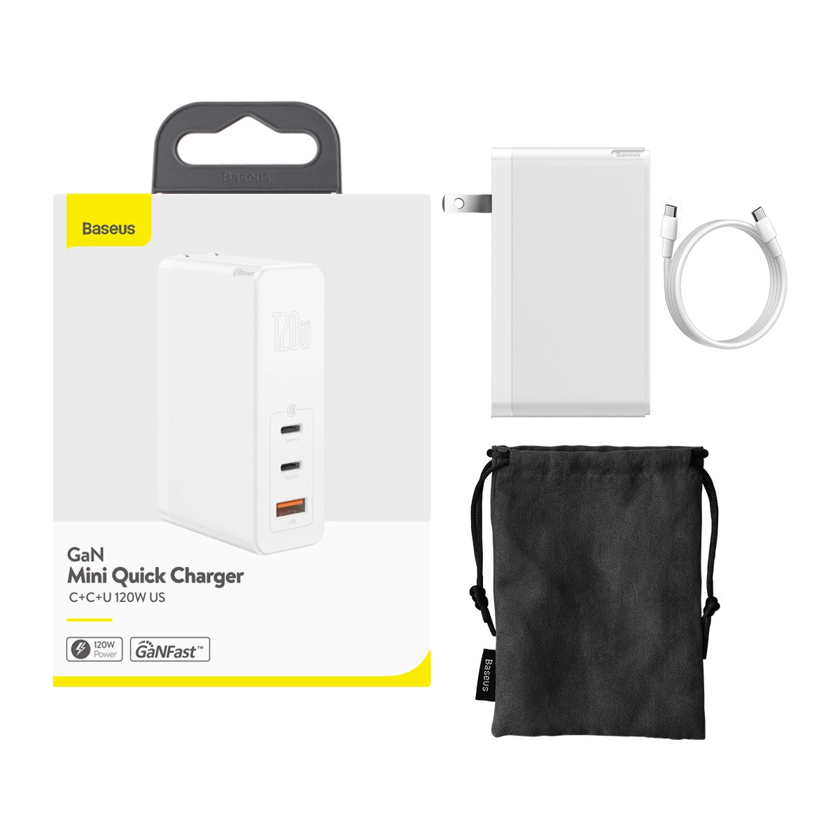 baseus-gan2-pro-120w-3-port-usb-c-fast-wall-charger-gan-sic-tech-pd3-0-qc4-folda image 7