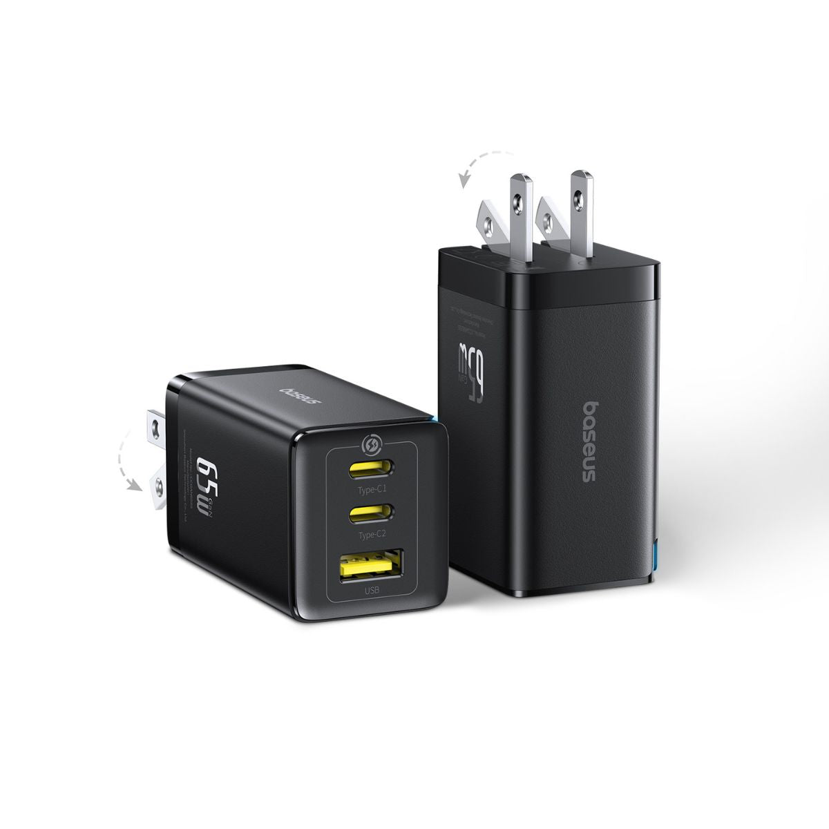 baseus-gan5-pro-65w-fast-charger-2c-u-2-pack-gan-iii-dual-usb-c-wall-charger-for image 2