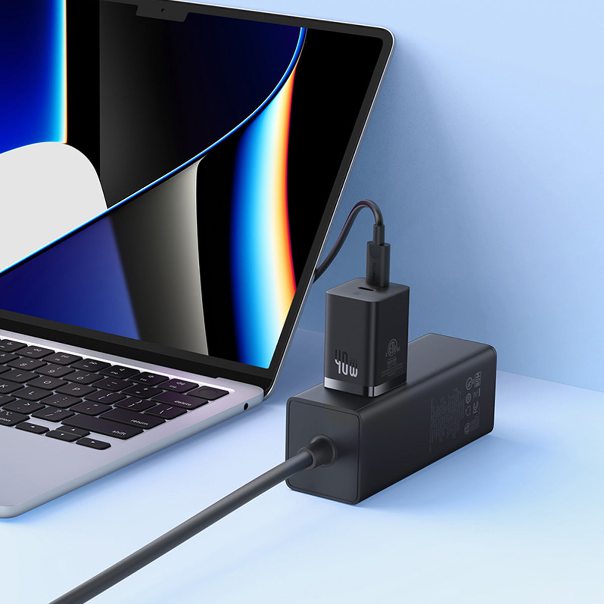 baseus-gan5-pro-dual-usb-c-fast-charger-40w-wall-charger-with-bps-2-0-power-spli image 7