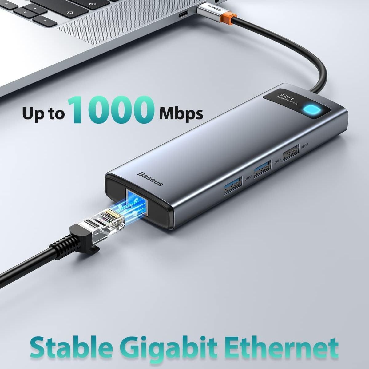 baseus-metal-gleam-series-9-in-1-usb-c-hub-with-4k-hdmi-85w-pd-and-gigabit-ether image 5