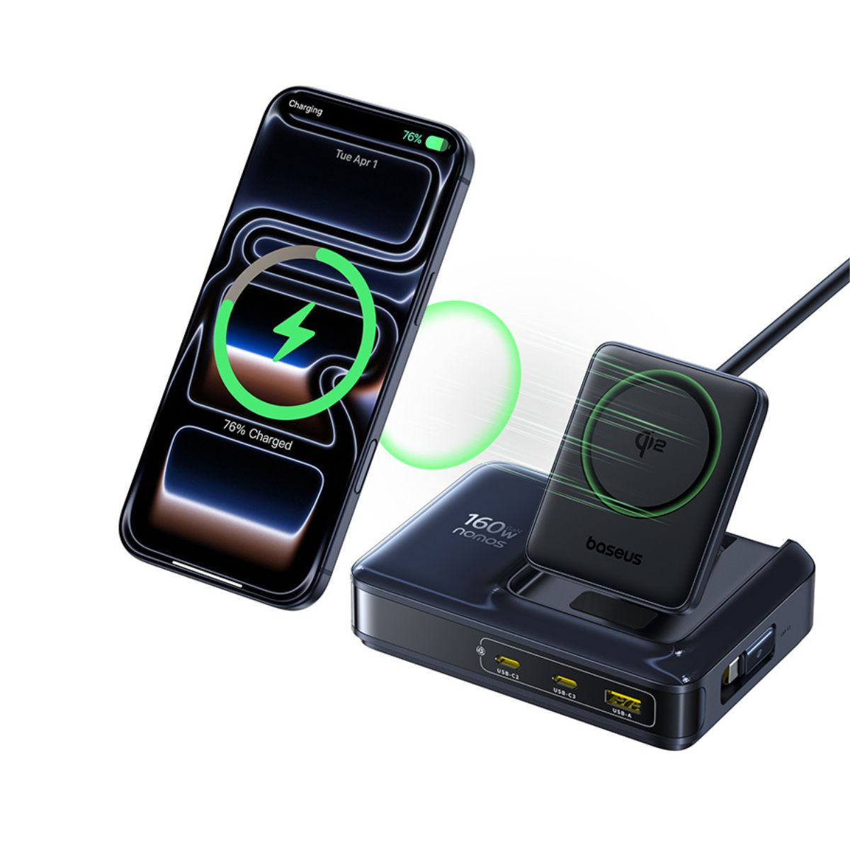 baseus-nomos-nh21-5-in-1-160w-desktop-charging-station-with-smart-power-allocati image 4