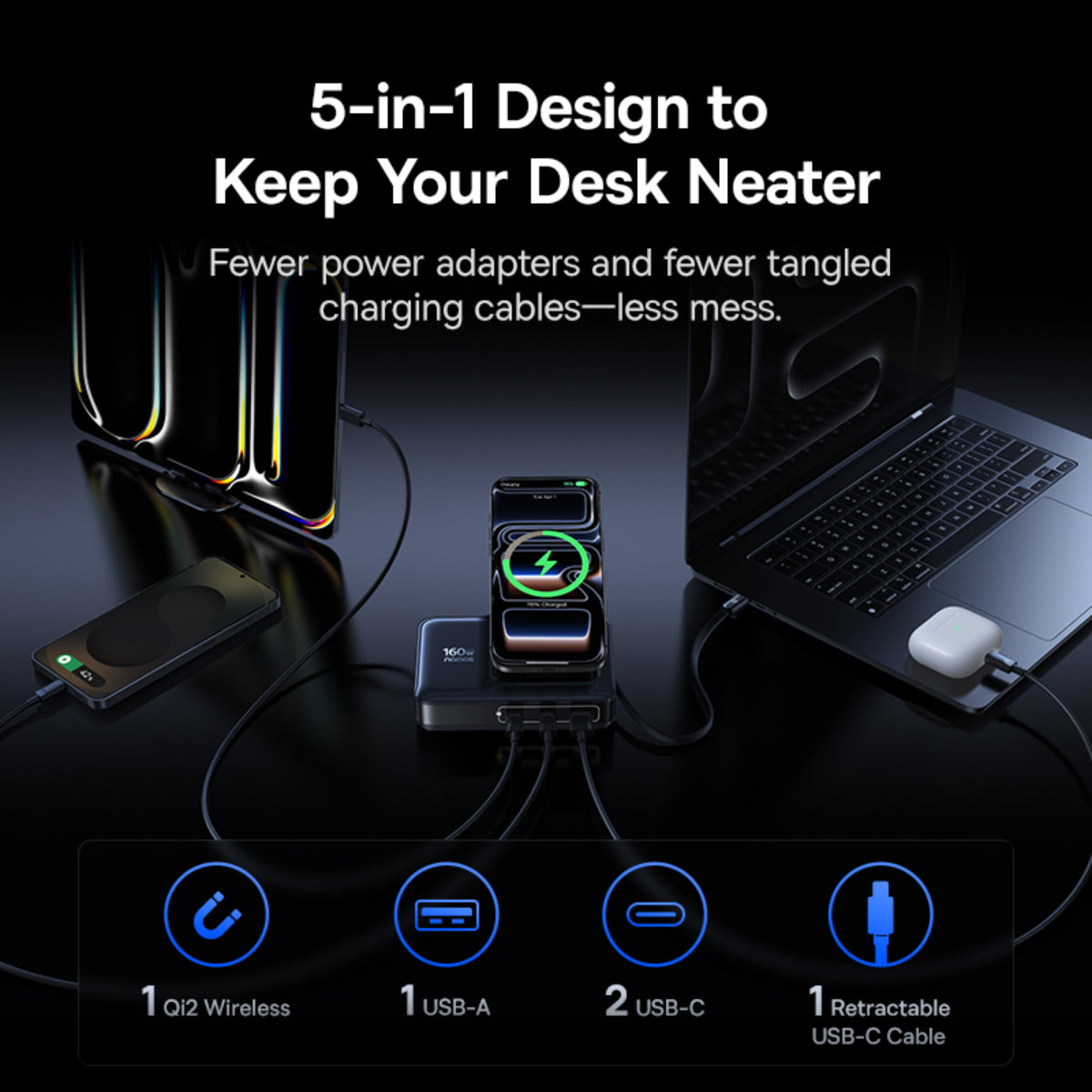 baseus-nomos-nh21-5-in-1-160w-desktop-charging-station-with-smart-power-allocati image 6