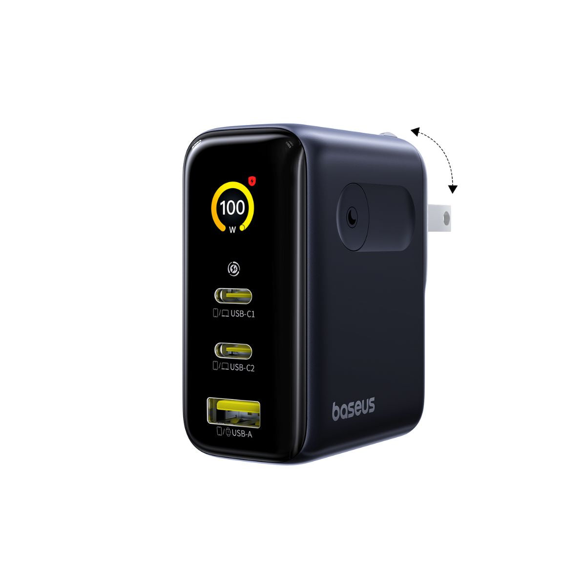 baseus-picogo-ae21-100w-fast-charger-2c-u-gan-wall-charger-with-real-time-digita image 1