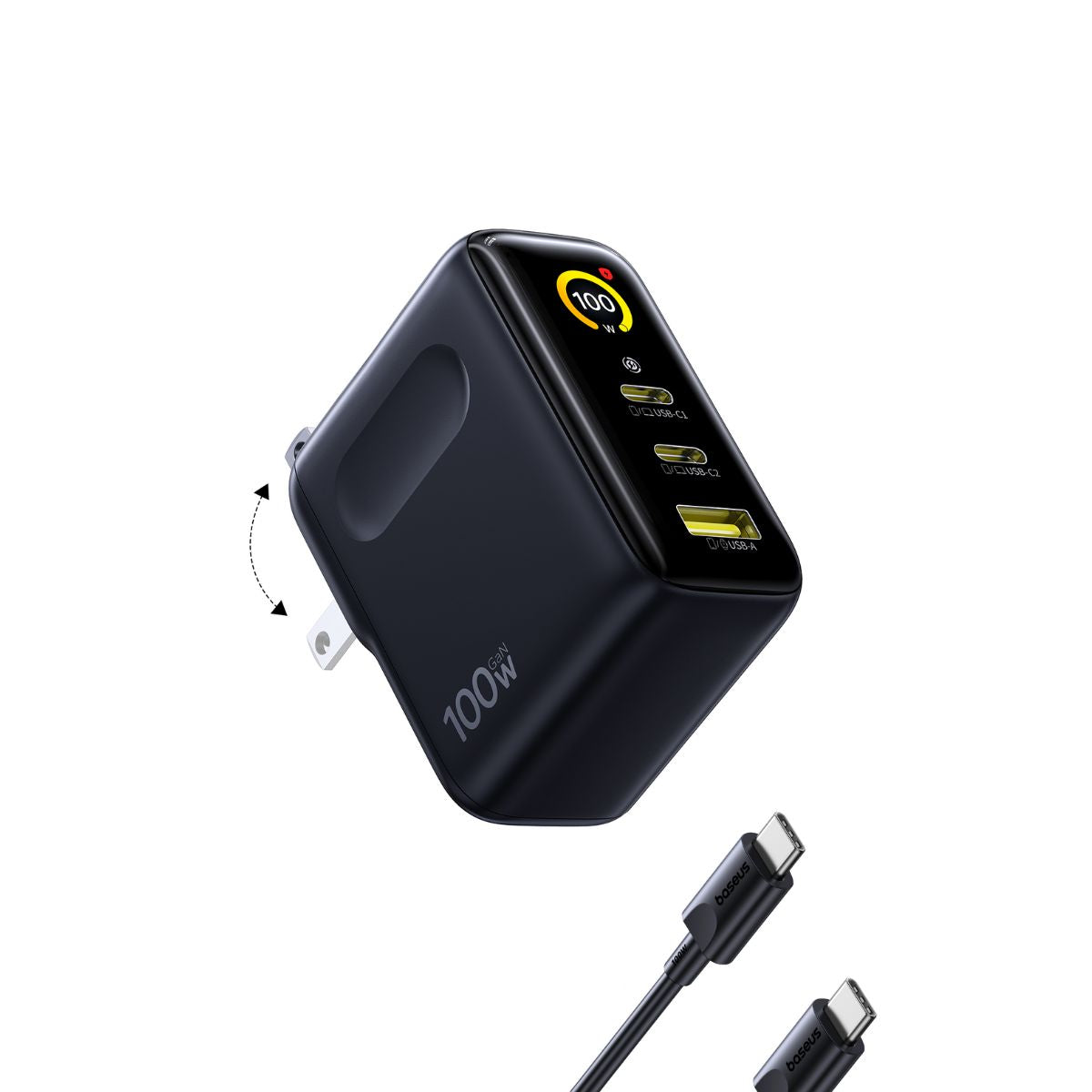 baseus-picogo-ae21-100w-fast-charger-2c-u-gan-wall-charger-with-real-time-digita image 4