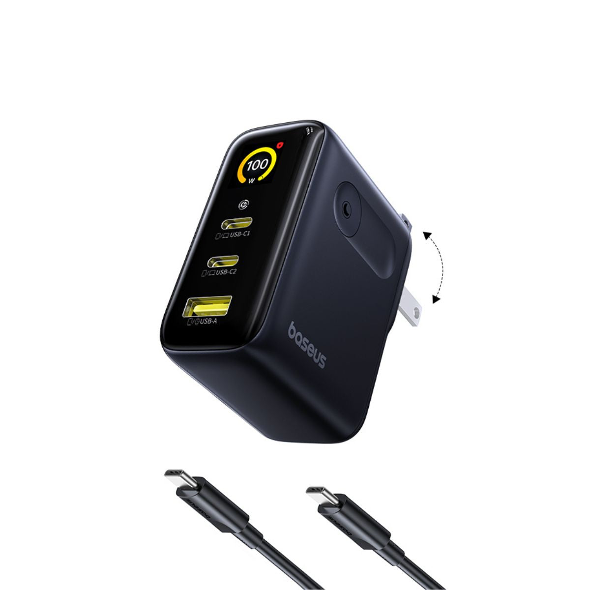 baseus-picogo-ae21-100w-fast-charger-2c-u-gan-wall-charger-with-real-time-digita image 5