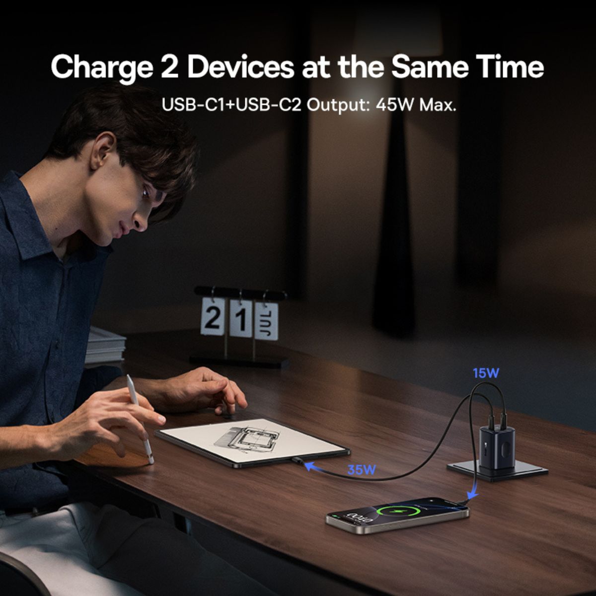 baseus-picogo-an13-fast-charger-2-port-usb-c-45w-gan-wall-charger image 7