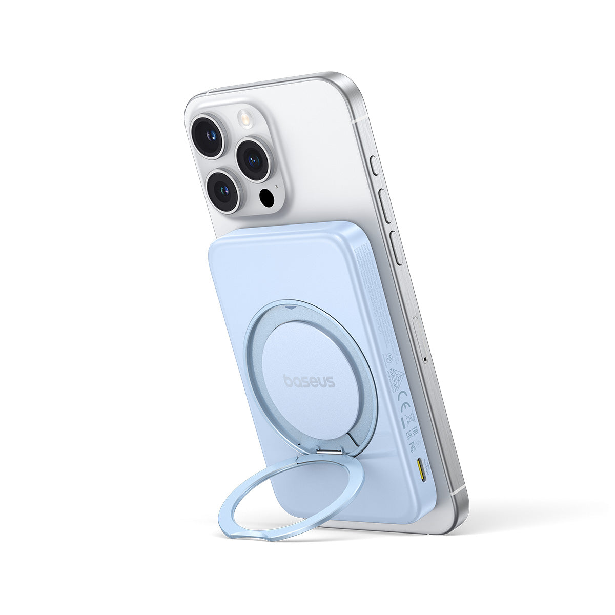 baseus-picogo-magnetic-power-bank-qi2-5000mah-20w-with-ring-kickstand-ultra-slim image 5