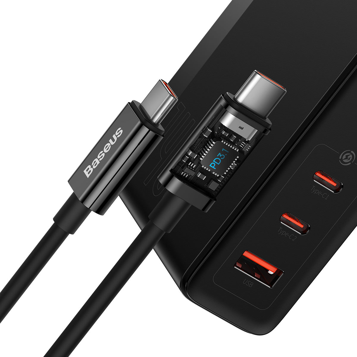 baseus-powermega-3-port-140w-gan-fast-wall-charger-for-laptops-and-phones image 4