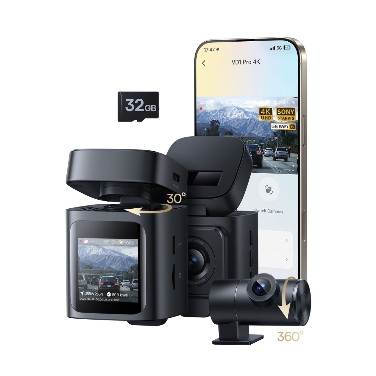 baseus-primetrip-vd1-pro-dash-cam-4k-front-1080p-rear-with-lithium-battery-solar image 2
