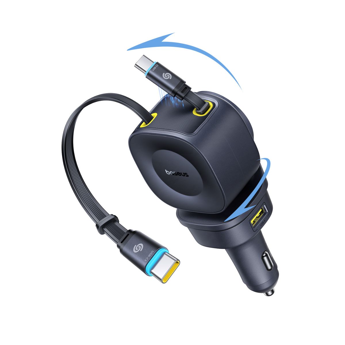 baseus-primetrip-vr2-max-163w-retractable-car-charger-3-usb-c-usb-a-270-rotation image 2