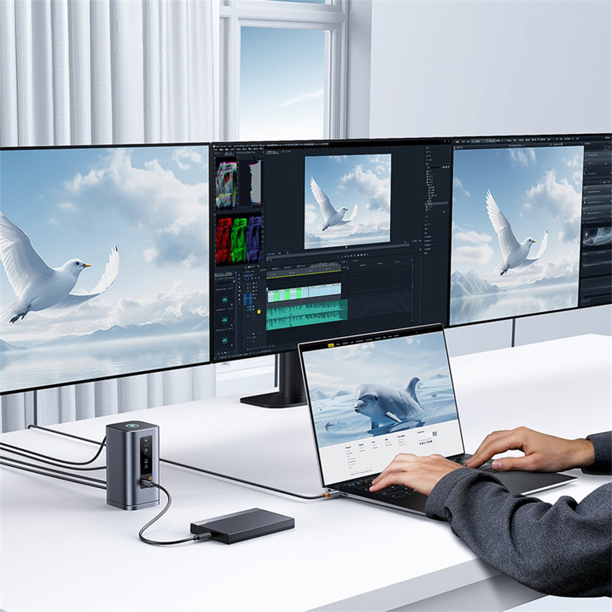 baseus-spacemate-11-in-1-usb-c-docking-station-with-triple-display-2x-hdmi-2x-dp image 6