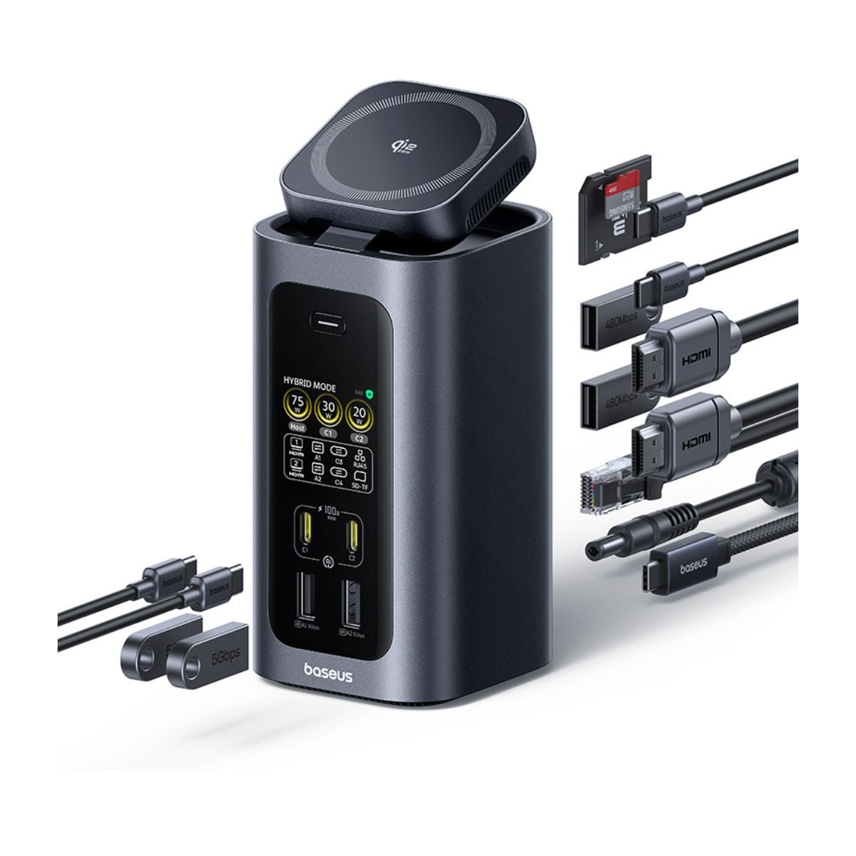 baseus-spacemate-rd1-pro-15-in-1-docking-station-with-dual-4k-displays-and-qi2-2 image 5