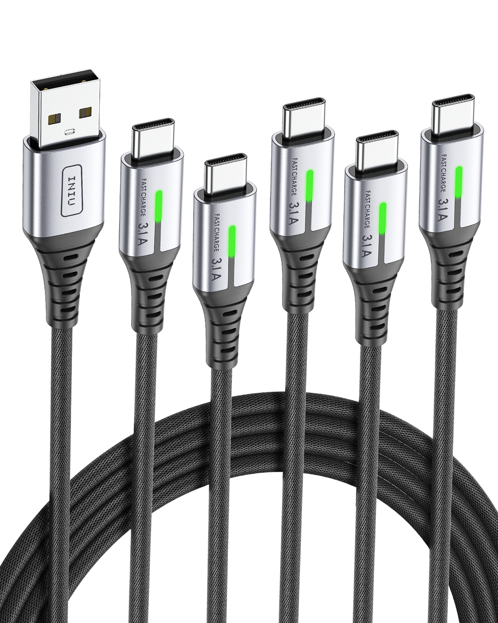 iniu-d5c-nylon-usb-a-to-usb-c-cable-5-pack-0-5m-1m-x2-2m-x2-3-1a-fast-charge image 1