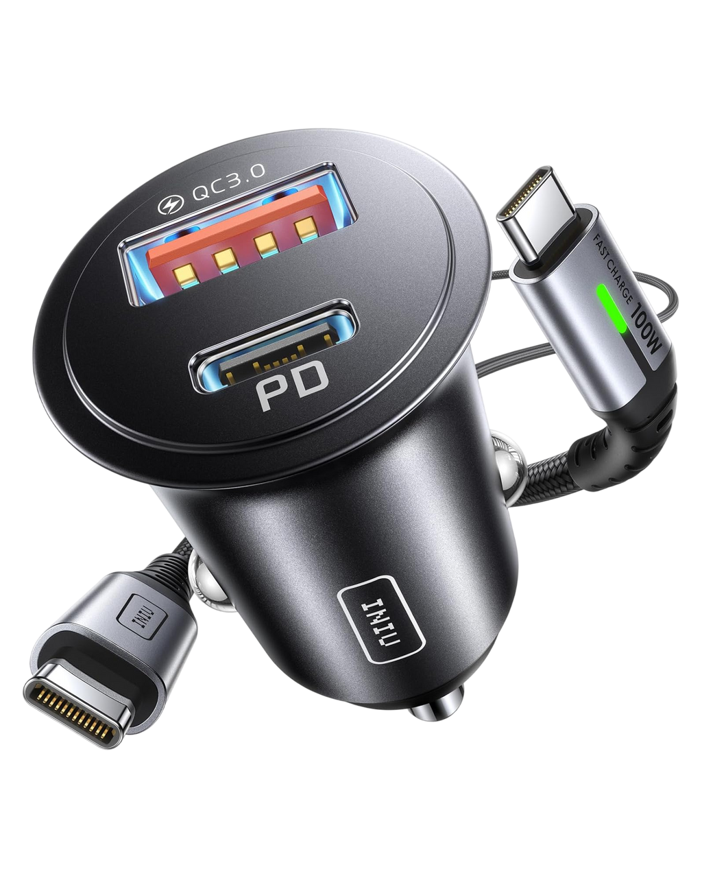 iniu-i710-60w-2-port-car-charger-with-3-3ft-100w-usb-c-cable image 1