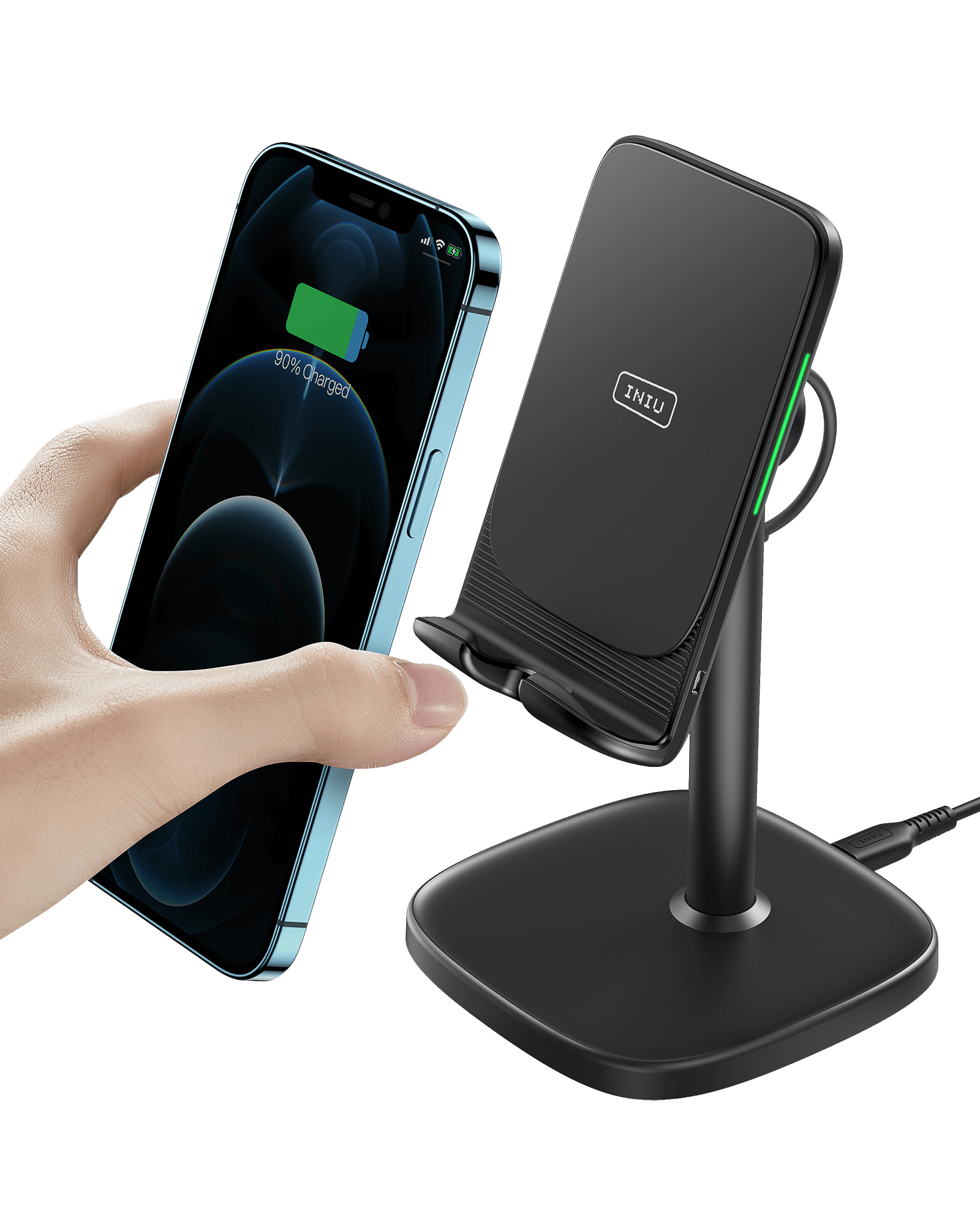 iniu-i212-adjustable-15w-fast-wireless-charging-stand-with-dual-coils-for-iphone image 2