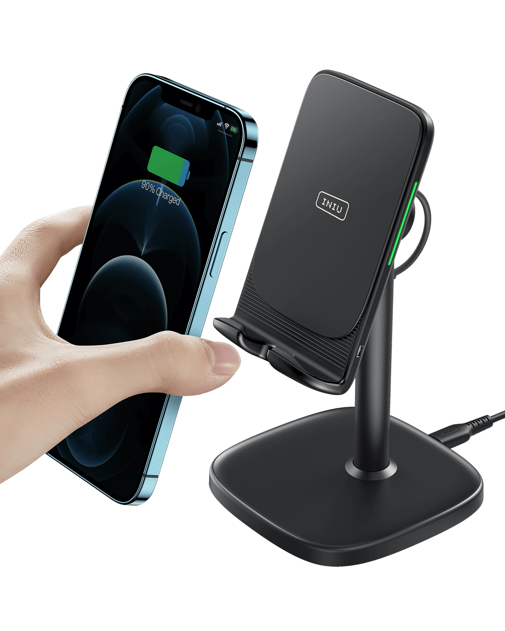 iniu-i212-adjustable-15w-fast-wireless-charging-stand-with-dual-coils-for-iphone image 1