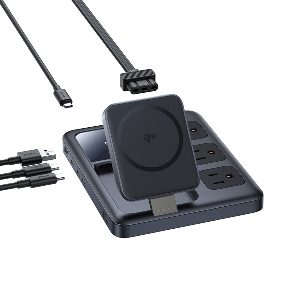 baseus-nomos-8-in-1-charging-station-qi2-67w-wired-and-wireless-desktop-charger- image 5