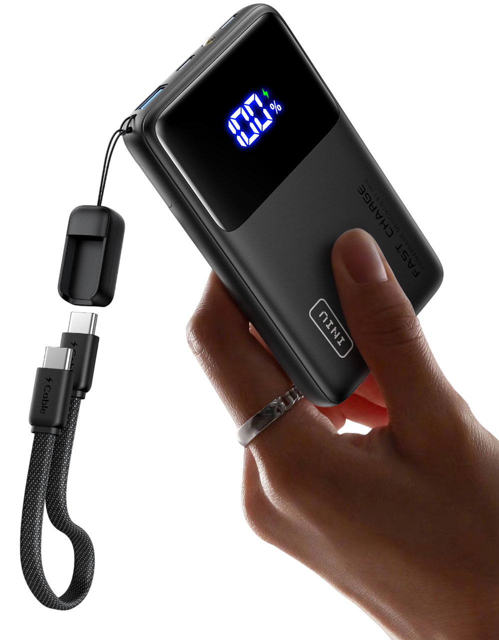 iniu-carry-p55-slim-45w-10000mah-power-bank-with-built-in-usb-c-lanyard-cable image 2
