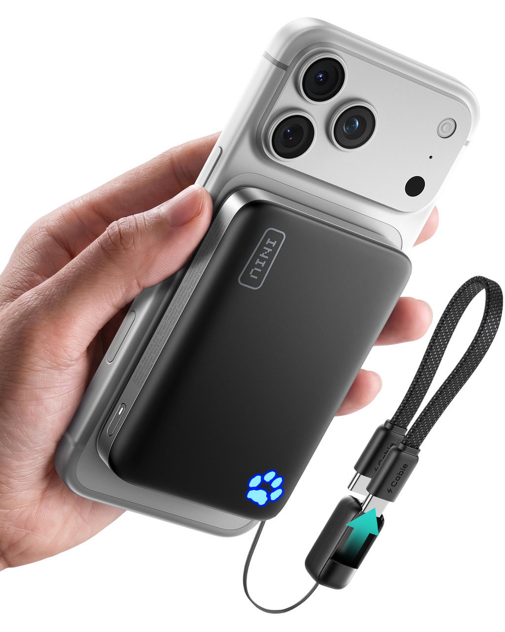 iniu-snapgo-p771-qi2-2-25w-magnetic-power-bank-10000mah-tempguard-3-0-cooling-fo image 1