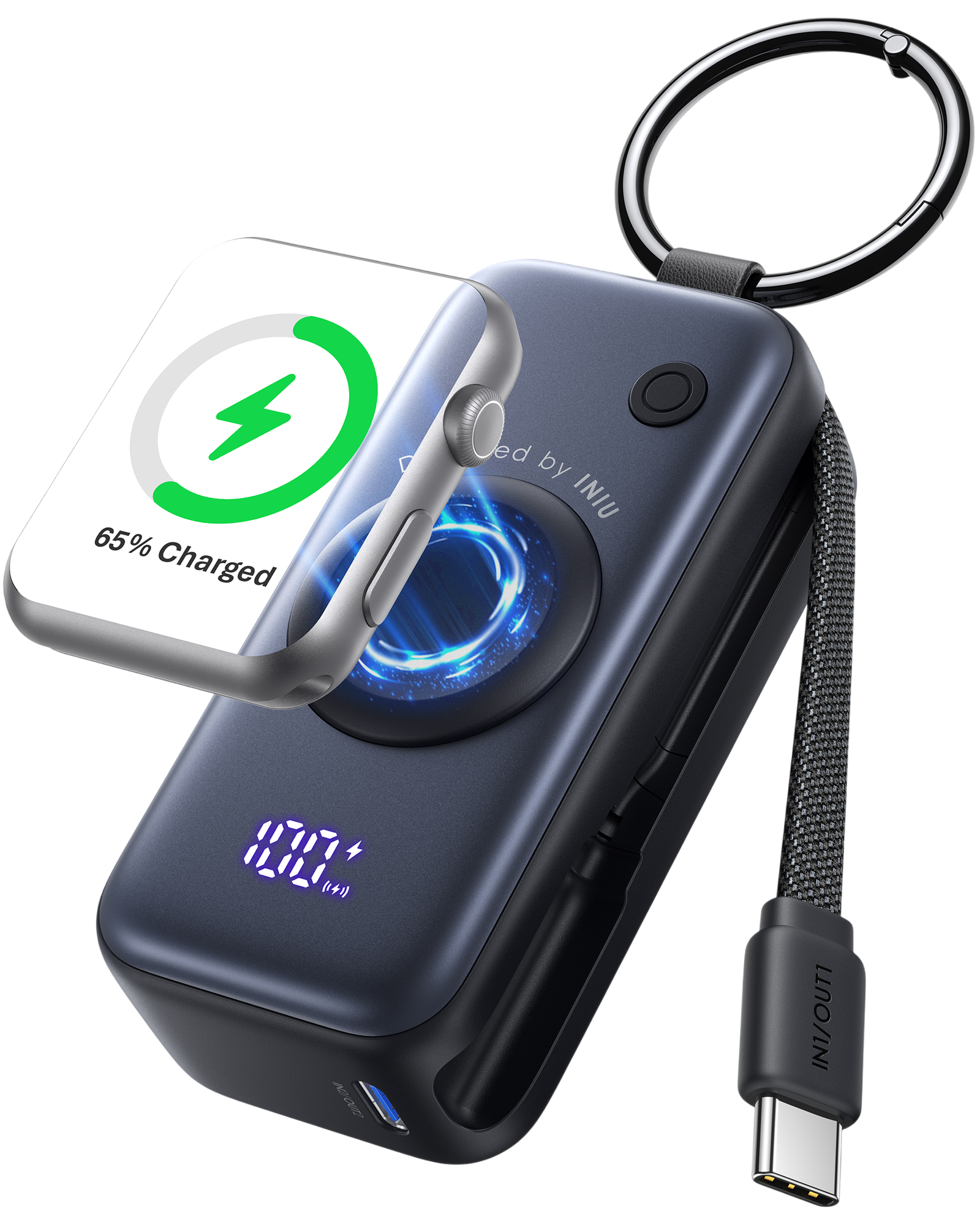 iniu-snapgo-p81-5w-5000mah-power-bank-for-apple-watch-with-keychain-clip image 2