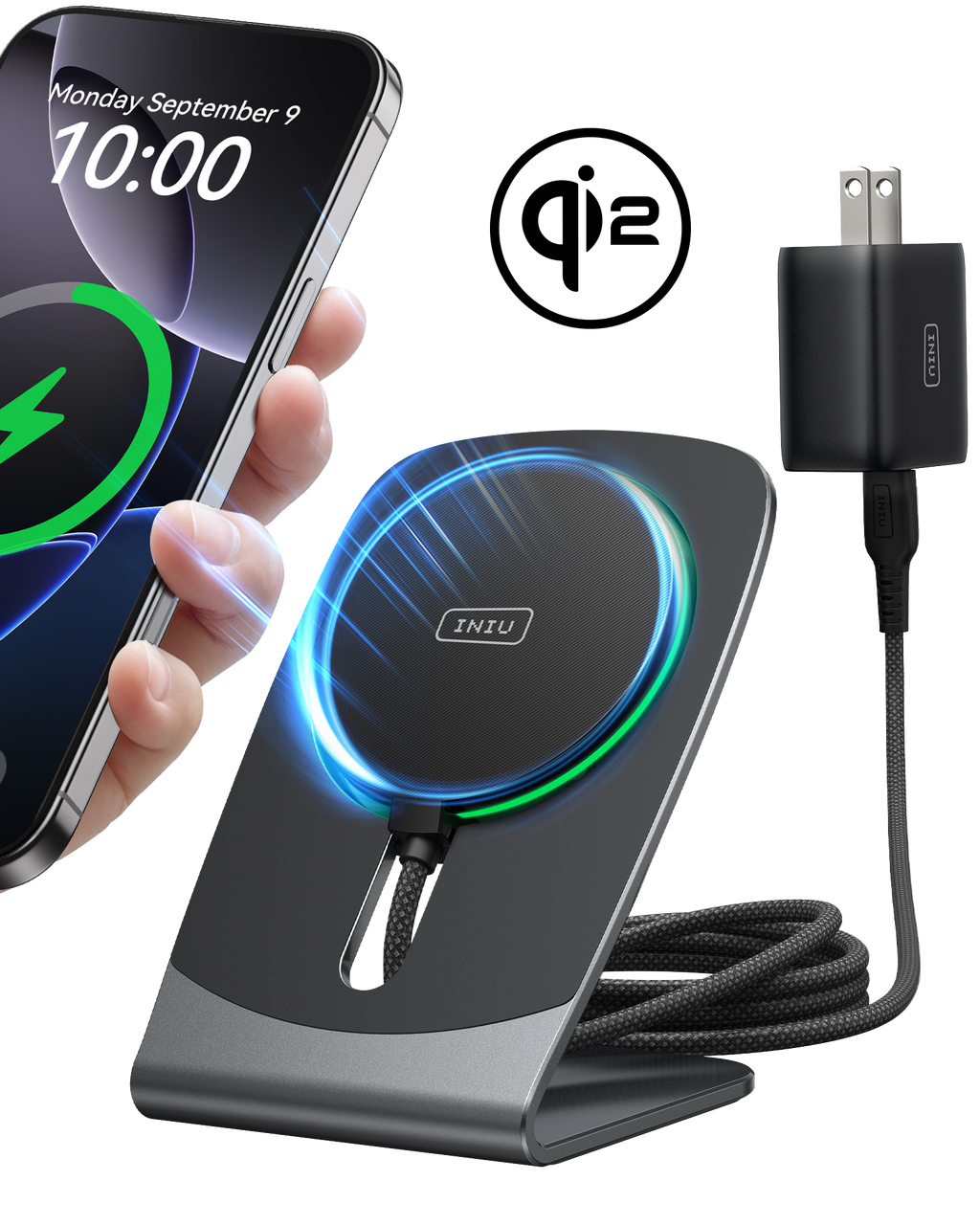 iniu-snapgo-w21-qi2-15w-magnetic-wireless-charger-with-detachable-desktop-stand image 1