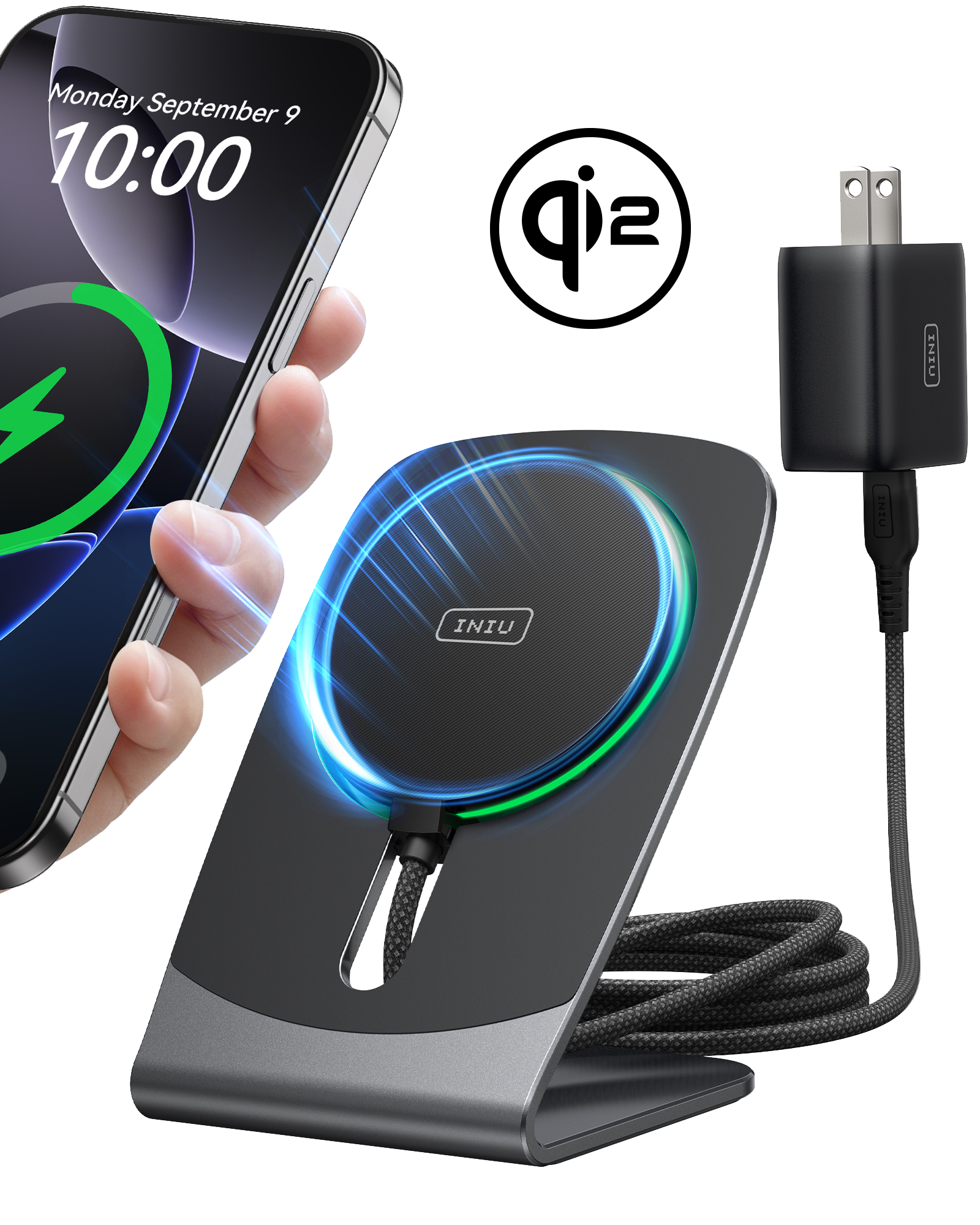 iniu-snapgo-w21-qi2-15w-magnetic-wireless-charger-with-detachable-desktop-stand image 2